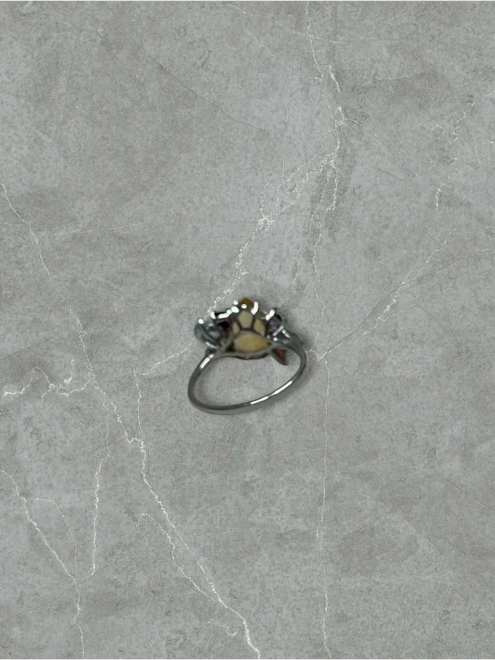 Platinum over 925 Silver Multi Gemstone Cocktail Ring - Size 7.75